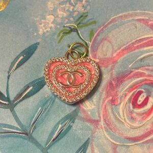 Chanel Pink Heart charm with Silver Accents